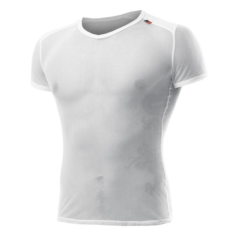 Veil Micromesh Short-sleeved Base Layer in white with narrow weave