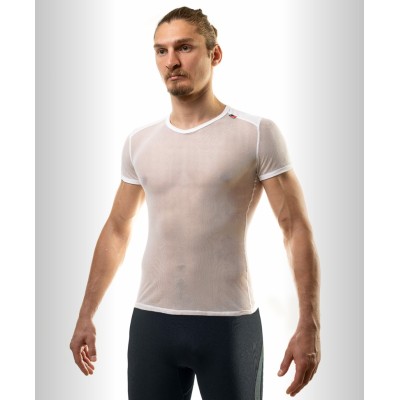 Veil Micromesh Short-sleeved Base Layer in white with narrow weave