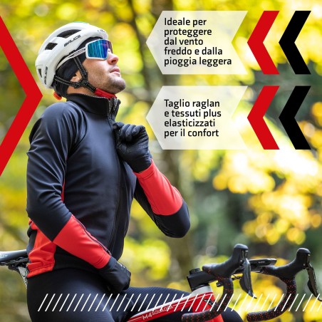 Giacca Termica antivento da uomo per bici e camminata con Zip e tasche posteriori