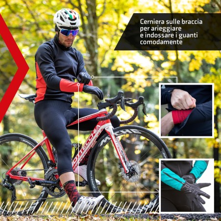 Giacca Termica antivento da uomo per bici e camminata con Zip e tasche posteriori