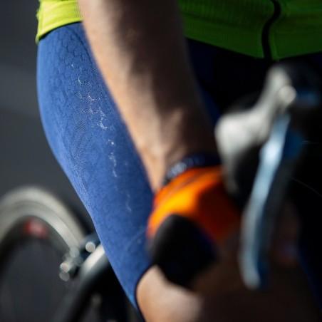 Salopette Soffio con gamba corta e fondello integrato da uomo per ciclismo in estate, colore nero e blu