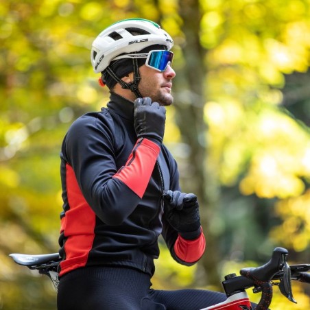 Giacca Termica antivento da uomo per bici e camminata con Zip e tasche posteriori