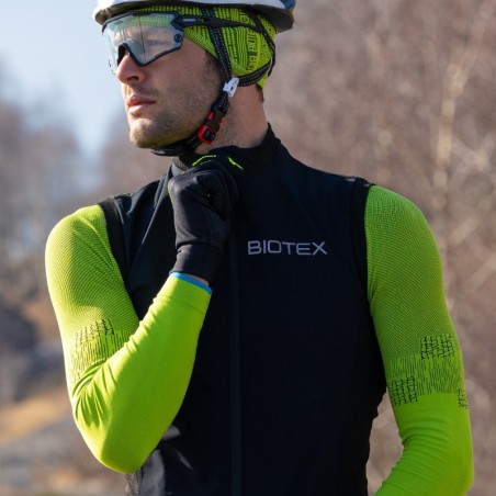 Gilet WIN antivento Giallo Fluo/Nero da uomo per bici e running traspirante e termico