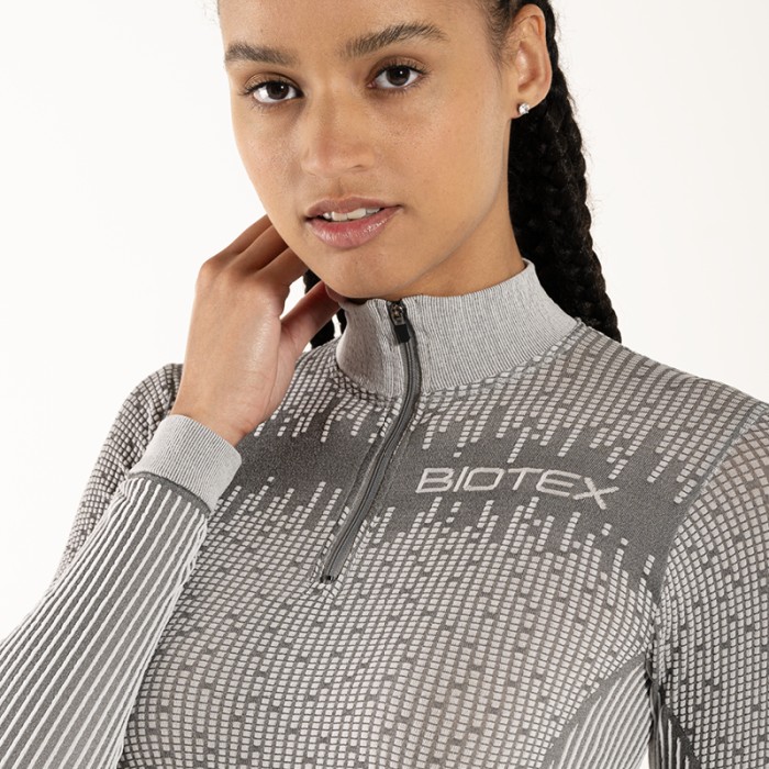 Maglia Lupetto 3D ZIP tecnica invernale da donna per running e camminata con Zip mezzo collo