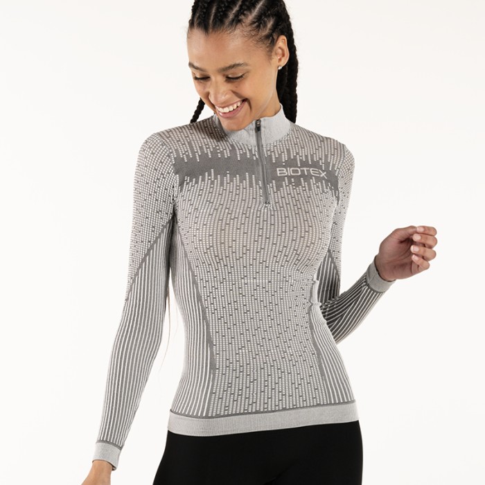 Maglia Lupetto 3D ZIP tecnica invernale da donna per running e camminata con Zip mezzo collo