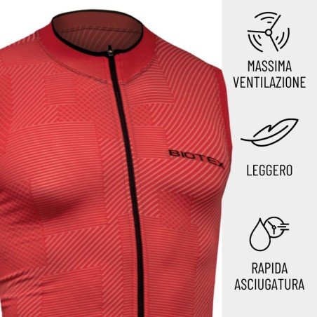 Smanicato SOFFIO con Zip da uomo e da donna per ciclismo, running e camminata e tasche posteriori ideale per l'estate