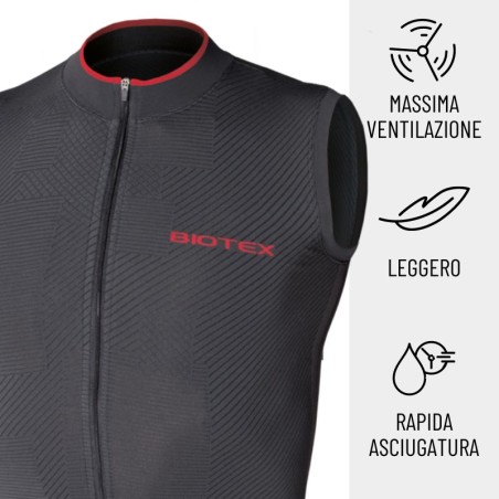 Smanicato SOFFIO con Zip da uomo e da donna per ciclismo, running e camminata e tasche posteriori ideale per l'estate