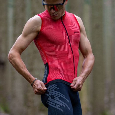 Smanicato SOFFIO con Zip da uomo e da donna per ciclismo, running e camminata e tasche posteriori ideale per l'estate