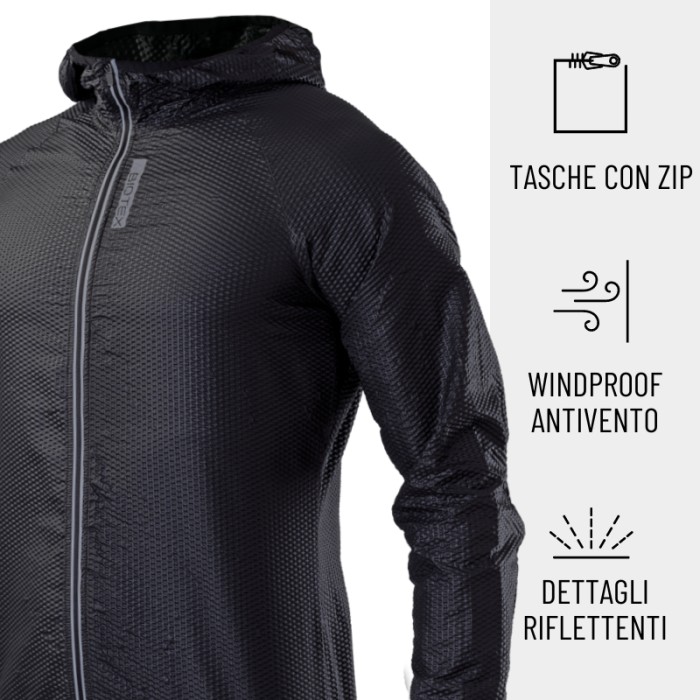 Long-sleeved, light and packable 3D Hooded Windjacket