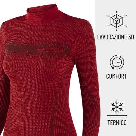 Lupetto 3D donna: maglia manica lunga termica con collo alto per ciclismo, mtb e running ideale per l'inverno