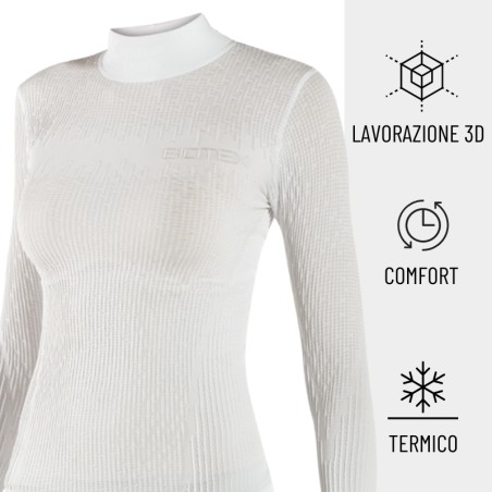 Lupetto 3D donna: maglia manica lunga termica con collo alto per ciclismo, mtb e running ideale per l'inverno