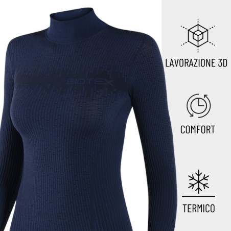 Lupetto 3D donna: maglia manica lunga termica con collo alto per ciclismo, mtb e running ideale per l'inverno