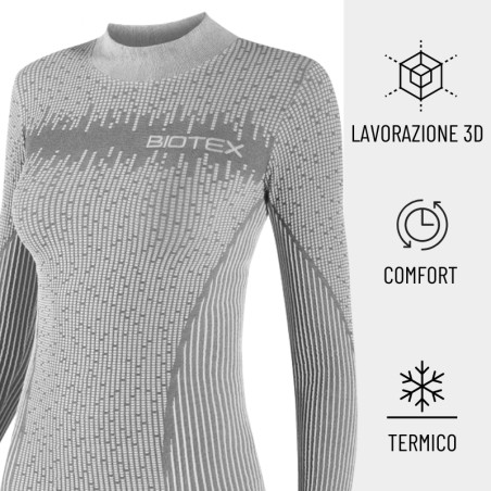 Lupetto 3D donna: maglia manica lunga termica con collo alto per ciclismo, mtb e running ideale per l'inverno