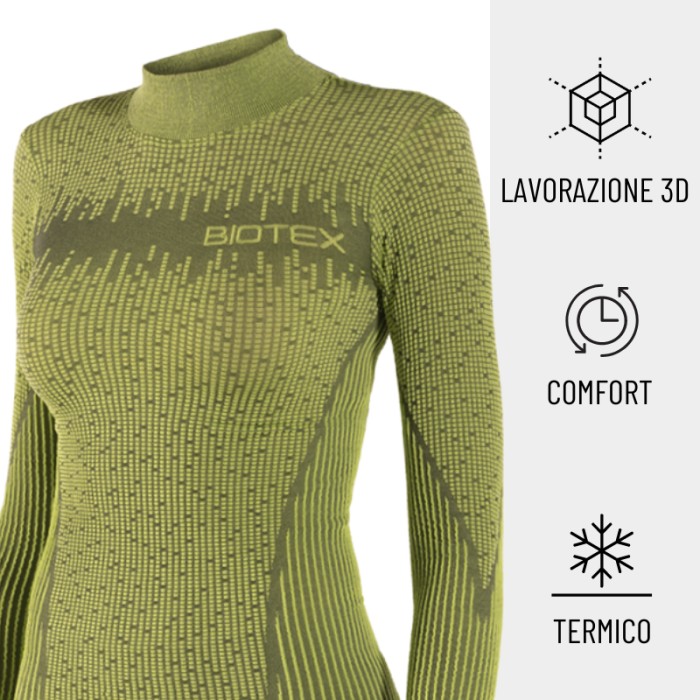 Lupetto 3D donna: maglia manica lunga termica con collo alto per ciclismo, mtb e running ideale per l'inverno