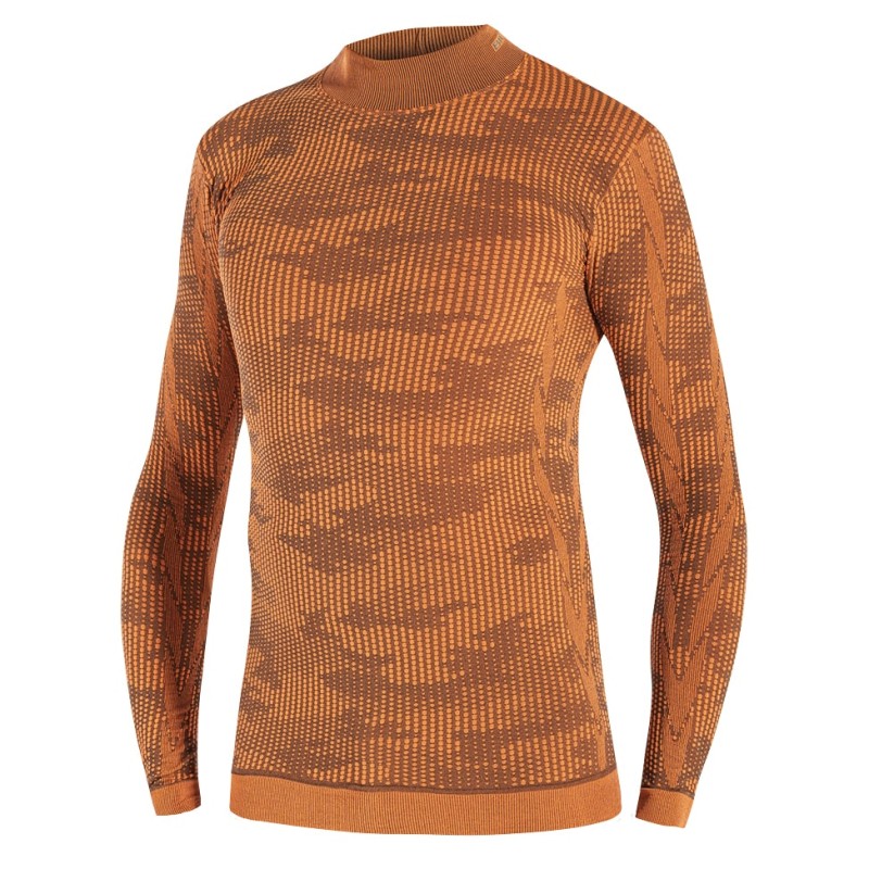 Collo alto 3D Camouflage: maglia manica lunga termica con collo alto da uomo per ciclismo, mtb e running ideale per l'inverno