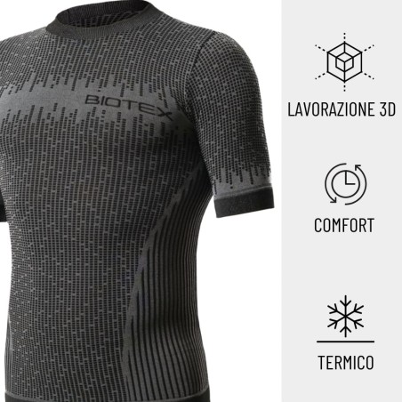 Maglia manica corta 3D tecnica invernale da uomo per ciclismo, running e camminata