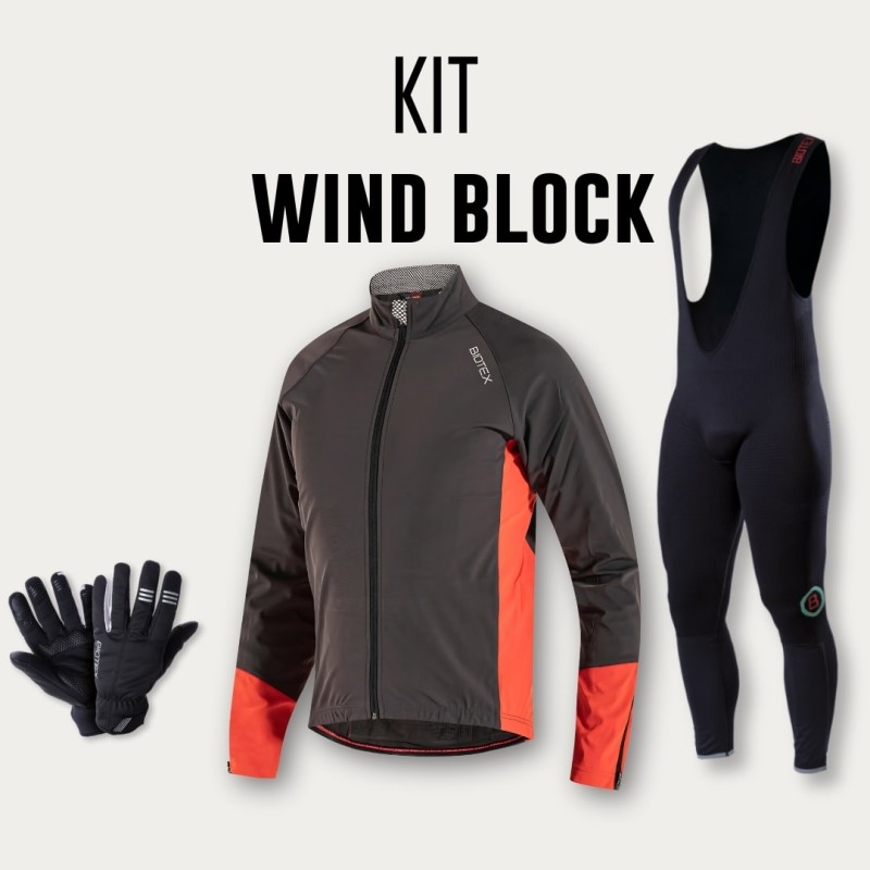 Abbigliamento Completo Win MTB Invernale da uomo per mtb e bici completo di giacca termica antivento, calzamaglia e guanti