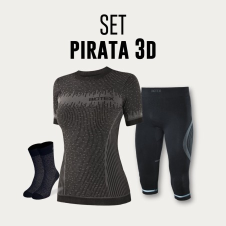 Abbigliamento Completo Pirata 3D Running da uomo per l'autunno e l'inverno composto da maglia manica corta, patanlocini 3/4 e ca