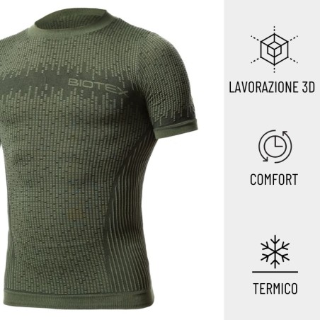 Maglia manica corta 3D tecnica invernale da uomo per ciclismo, running e camminata