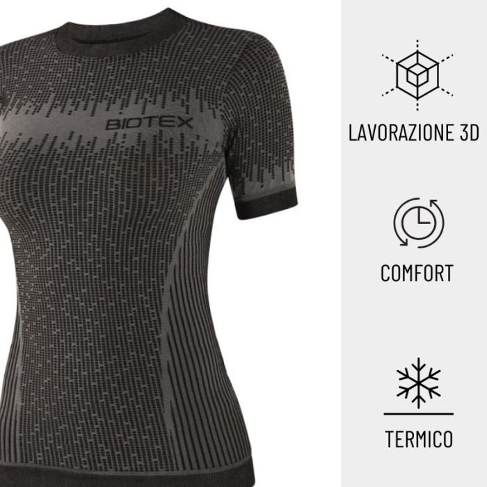 Maglia manica corta 3D da donna per ciclismo, runnig, trekking e camminata da usare in inverno