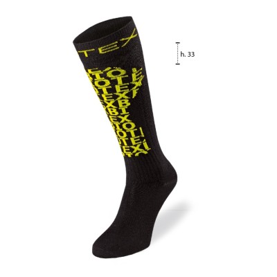 Socks with pocket for protectors for motorbike and MTB