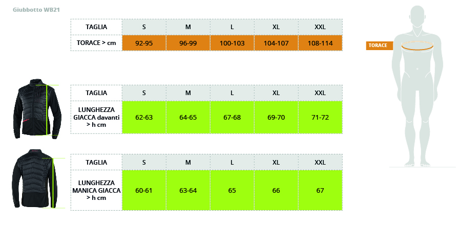 Tabella Taglie Giacca Imbottita 2 in 1